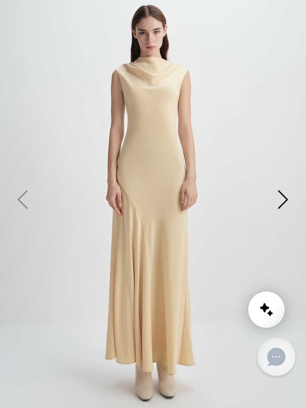 sophie rue colette butter yellow cowl neck draped maxi gown dress size small NEW